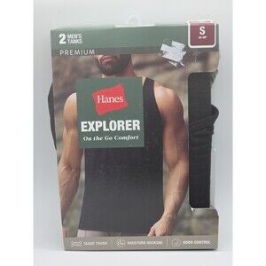 Hanes Explorer ~ Men's 2-Pack Tanks Crew Neck Premium Wicking Tough. Small